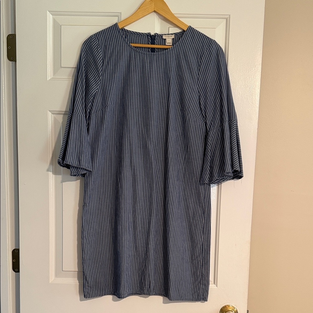 J. Crew Navy and White Striped Midi Dress